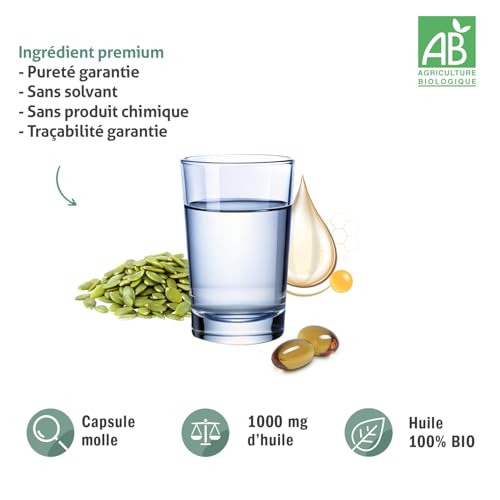 BLANCHE BRESSON - Huile de Pépins de Courge Bio pour la Santé Prostatique de l'Homme - Amélioration du Débit et du Volum