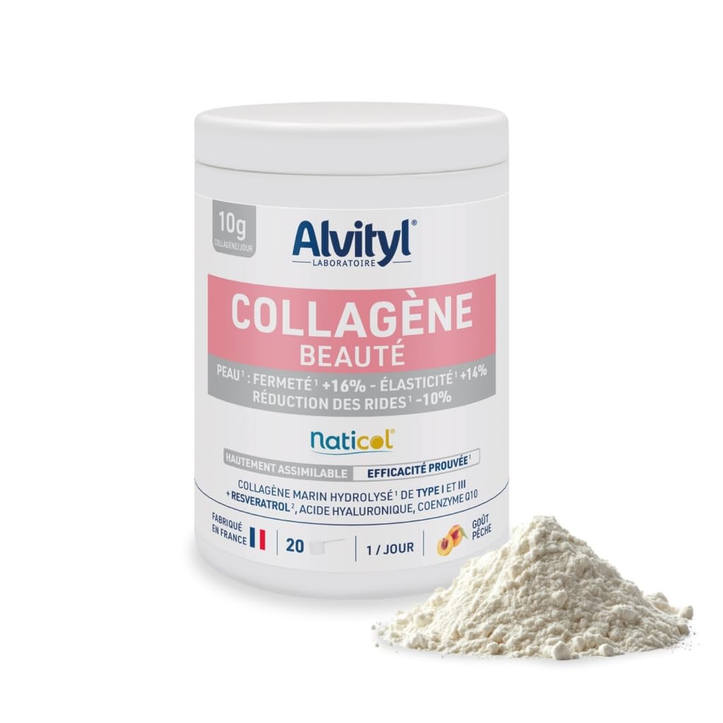 Alvityl Collagène Beauté Marin 10 g Collagène Hydrolysé - Coenzyme Q10 & Resveratrol pour Peau Jeune & Éclat - 210gr