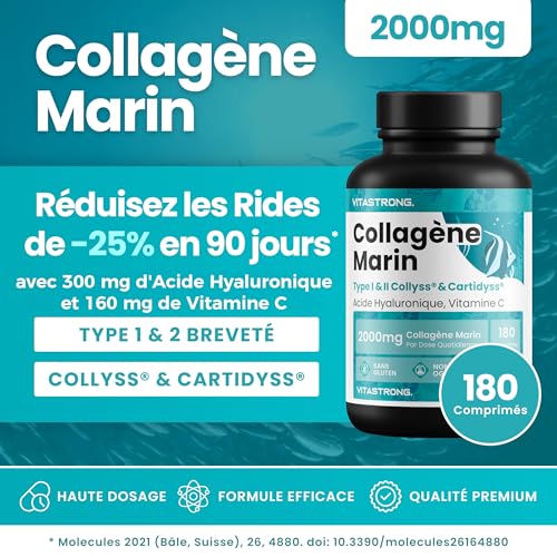 Collyss Cartidyss Collagène Marin Acide Hyaluronique Vitamine C 180 Comprimés Qualité Vitastrong