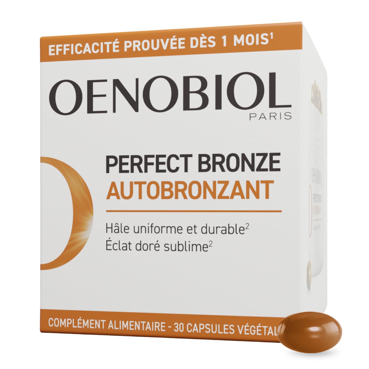 Oenobiol Autobronzant Perfect Bronze Efficace Dès Le 1er Mois pour Soleil - Concentration de 5 Pigments 100% Végétaux - 