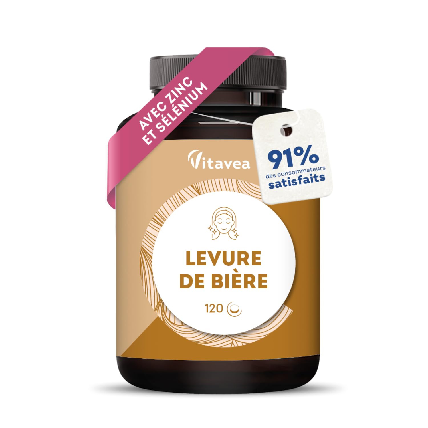 Vitavea Levure de Bière 1100 mg – Pousse Cheveux, Ongles et Peau – Zinc, Sélénium, Vitamines B – 120 Gélules – 2 Mois – 