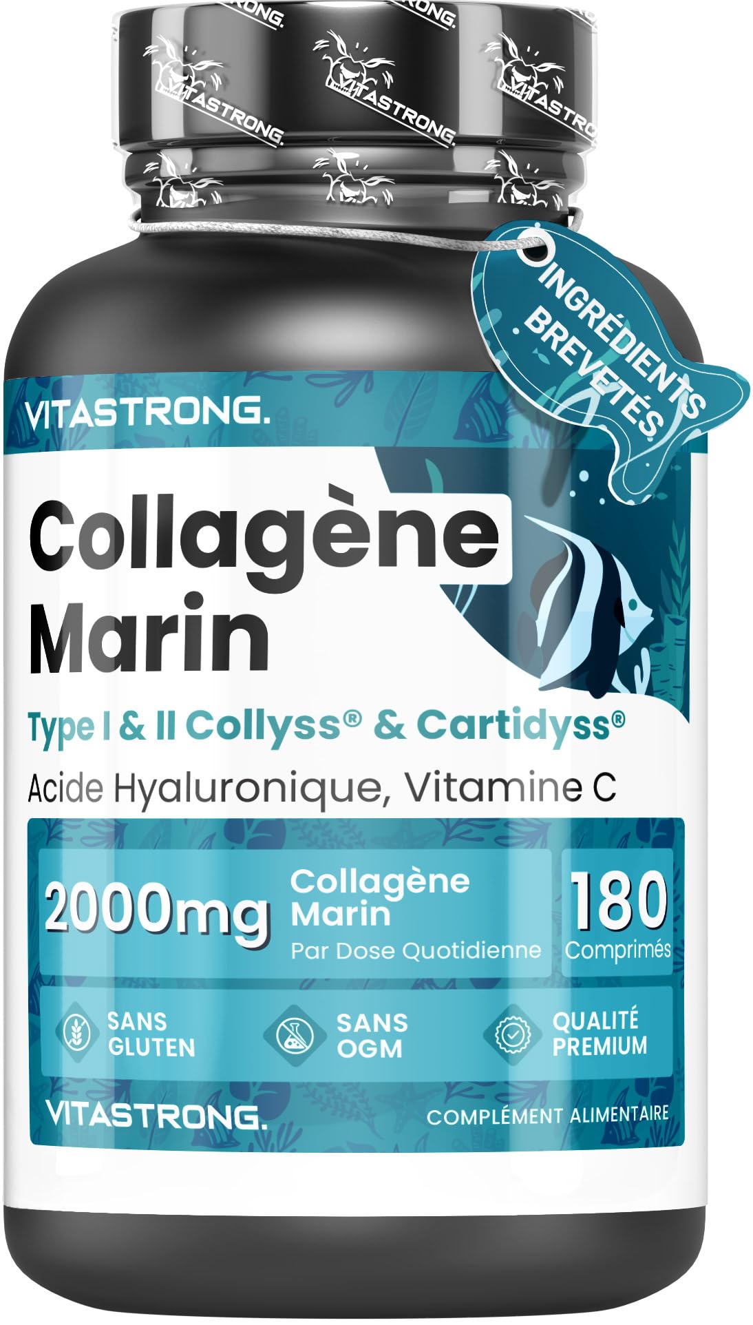 Collyss Cartidyss Collagène Marin Acide Hyaluronique Vitamine C 180 Comprimés Qualité Vitastrong
