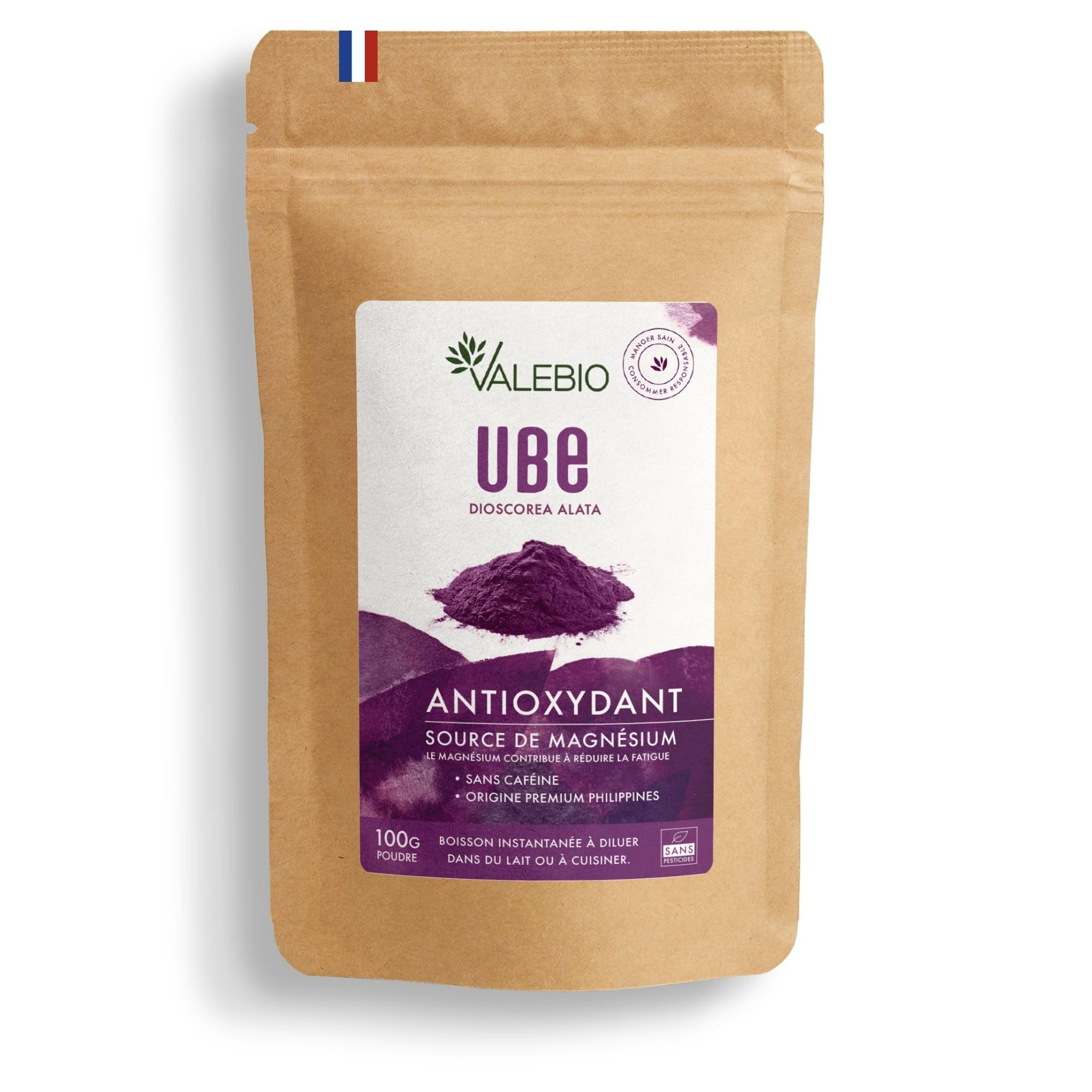 Valebio® Poudre d’Ube 100 g - Riches en Fibres & Antioxydants pour la Peauiglia des Femmes - Idéale pour le breakfast & 